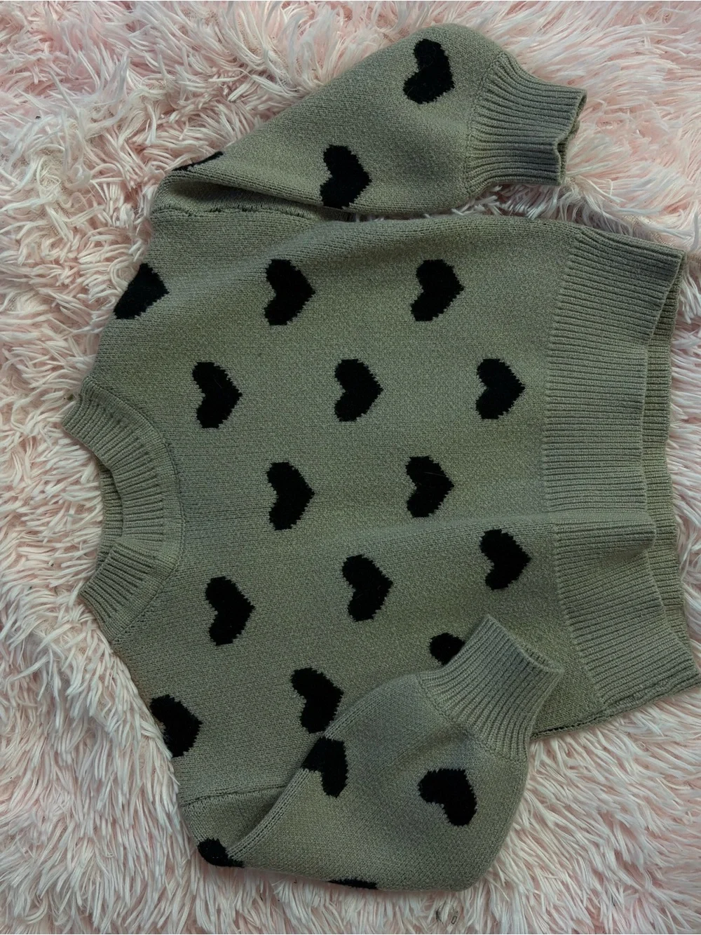 Kid’s Tan Heart-Print Sweater